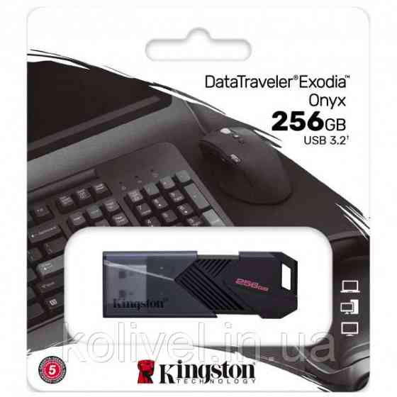 USB Flash Kingston DT Exodia Onyx 256GB USB3.2 Gen1 Black, Retail (DTXON/256GB#) Київ