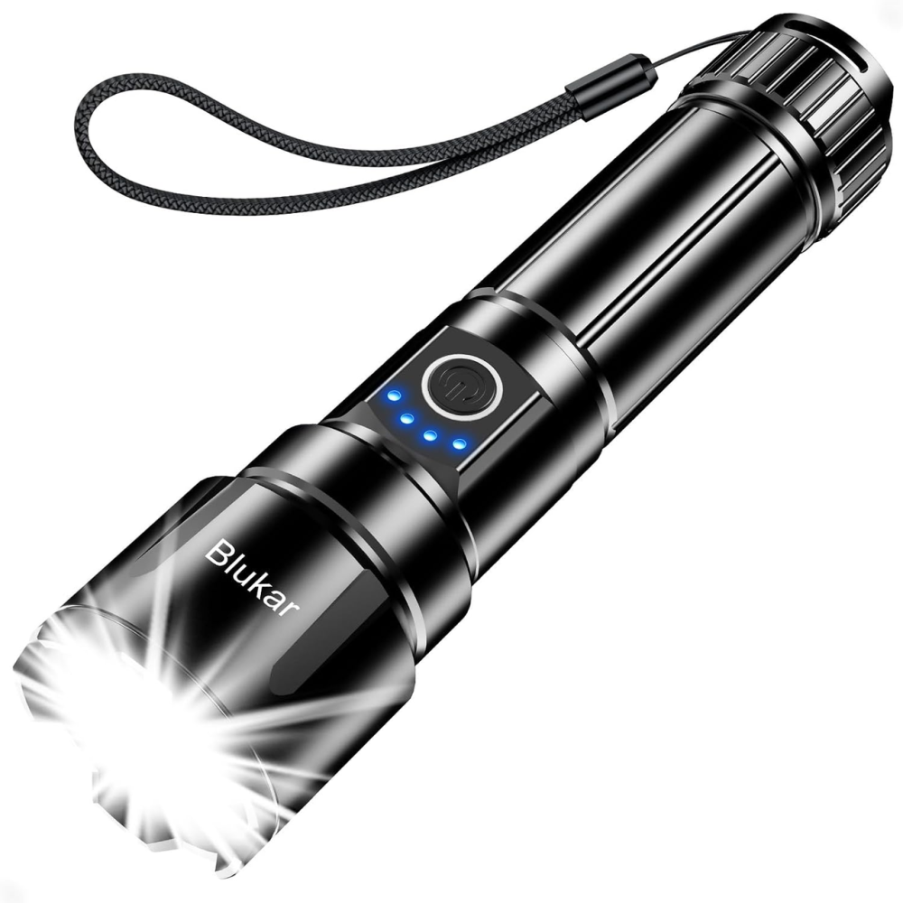 Ліхтарик акумуляторний Blukar LED, 5000 мАг, USB-C, 5 режимів, Zoom, до 24 годин, алюмінієвий, чорний Київ - фото 2