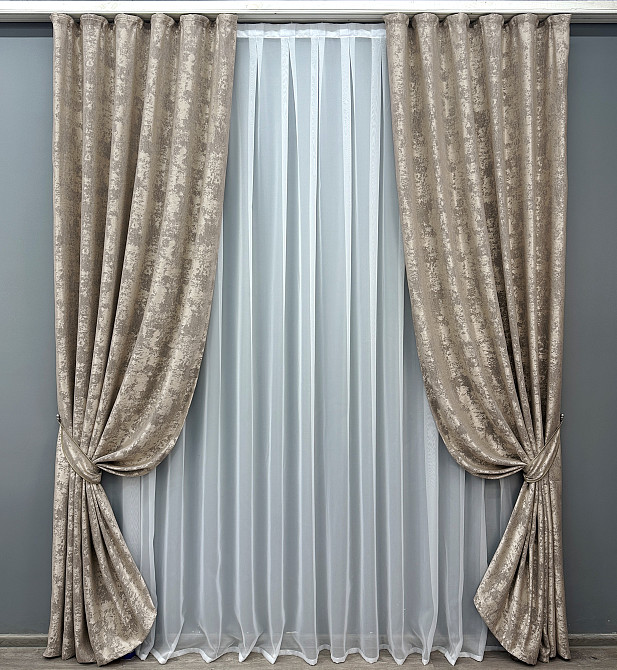 Комплект готових штор VR-Textil Жакард Sultan XO № 1143ш Капучино 200х290 см 2 шт (32-353) Київ - фото 2