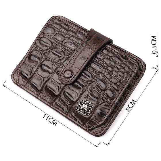 Визитница из натуральной фактурной кожи под крокодила KARYA 20965 Коричневый Киев