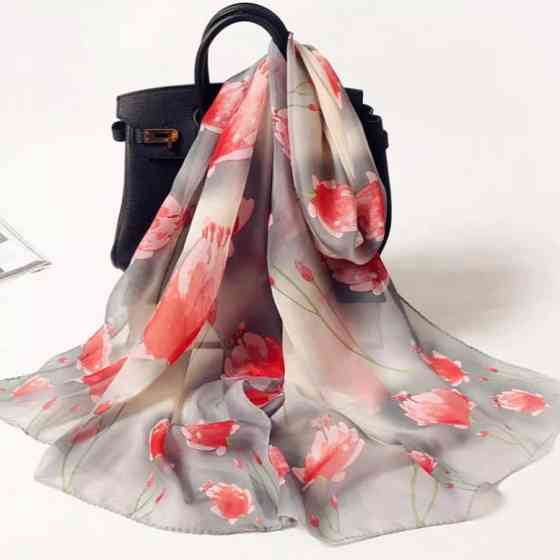 Женский шифоновый шарф в цветочек - размер приблизительно 150*48см Киев