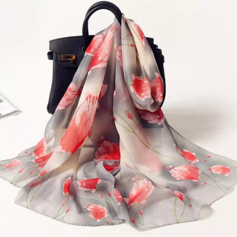 Женский шифоновый шарф в цветочек - размер приблизительно 150*48см Киев - изображение 1