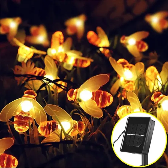 Солнечная гирлянда "Пчелки" 30 ламп 4,5 м, теплый-белый Коломия