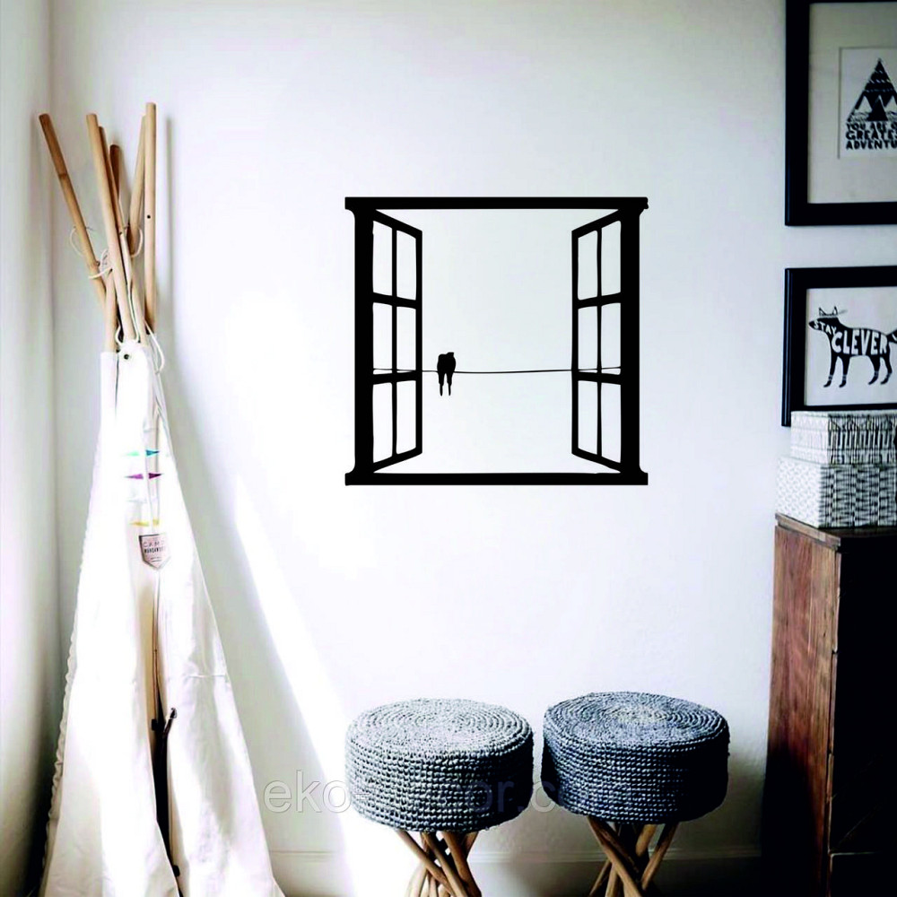 Декоративное настенное Панно «Птицы в окне» Декор на стену 70*66 см, Черный Киев - изображение 6