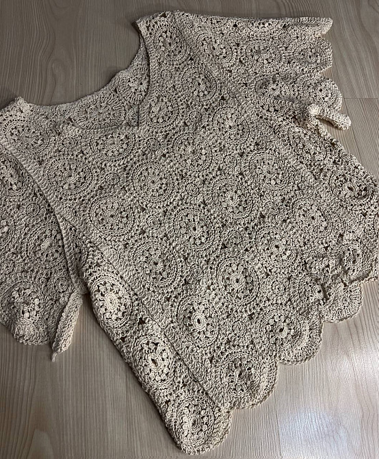 Блузка женская A-N 5303 кружевная вязаная с коротким рукавом, бежевый, one size Киев - изображение 11