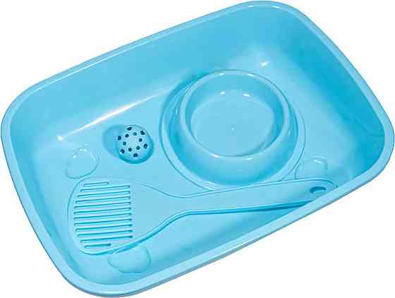 Комплект (м'ячик, лопатка, лоток, тарілка) Welcome для кошенят, 37 х 27 х 8.5 см Київ