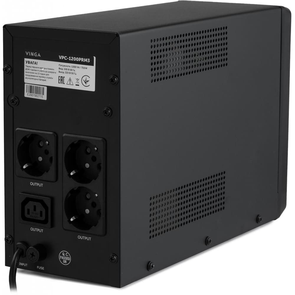 Джерело безперебійного живлення Vinga VPC-1200PRM3 1200ВА / 720 Вт з LED-дисплеєм у металевому корпусі Киев - изображение 4