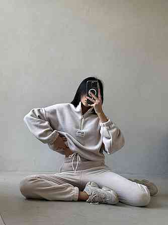 Женский повседневный теплый флисовый костюм двойка турецкий двухсторонний флис Молочный, 42/46 Одесса