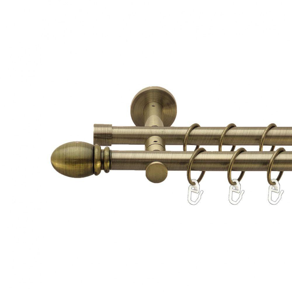 Карниз Orvit Белуно металевий дворядний реверсивний гладка труба кільце металеве Антик 19\19 мм 200 см (7523491) Львів - фото 1