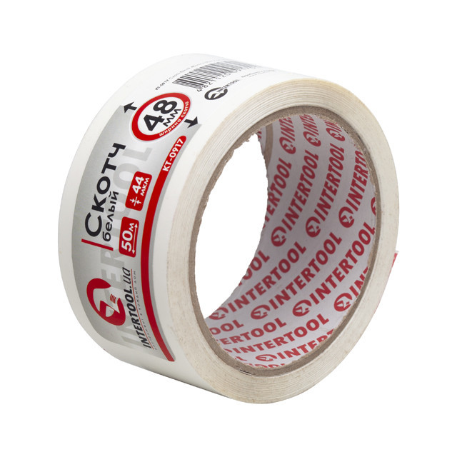 Скотч білий, 50 м × 48 мм, 44 мкм INTERTOOL KT-0917 Київ - фото 5
