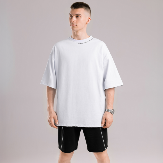 Однотонна біла футболка для чоловіків. Чоловіча біла футболка оверсайз Pobedov Onyx Київ
