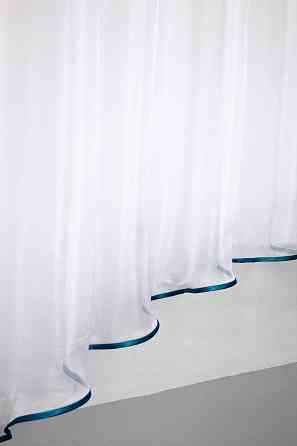 Кухонна тюль арка з ламбрекеном VR-Textil № 025к білий з бірюзовим 270х170 см (52-0234) Київ