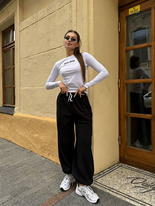 Женские стильные теплые штаны оверсайз с лампами флис,, polar’’ Черный, 46/48 Одесса - изображение 1