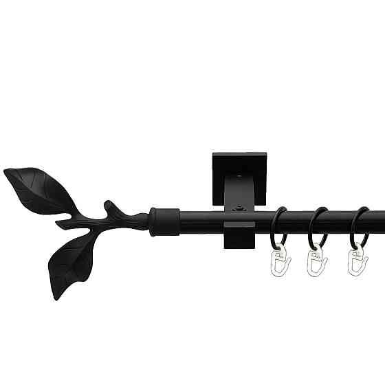 Карниз Orvit Листок Троянди металевий однорядний техно гладка труба кільце металеве Чорний Оксамит 19 мм 300 см (00-00027068) Львів