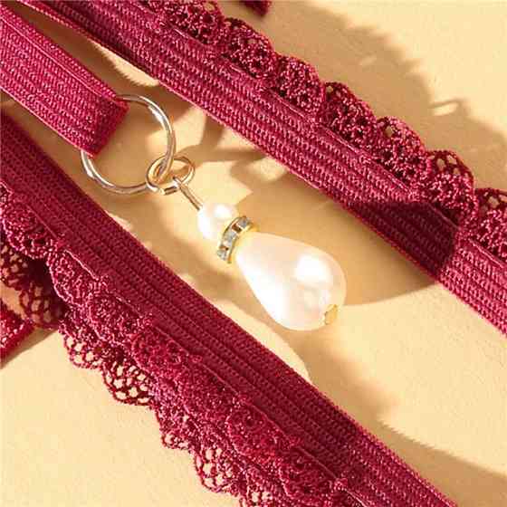 Стринги с дыркой и бантом универсальный бордовый Киев