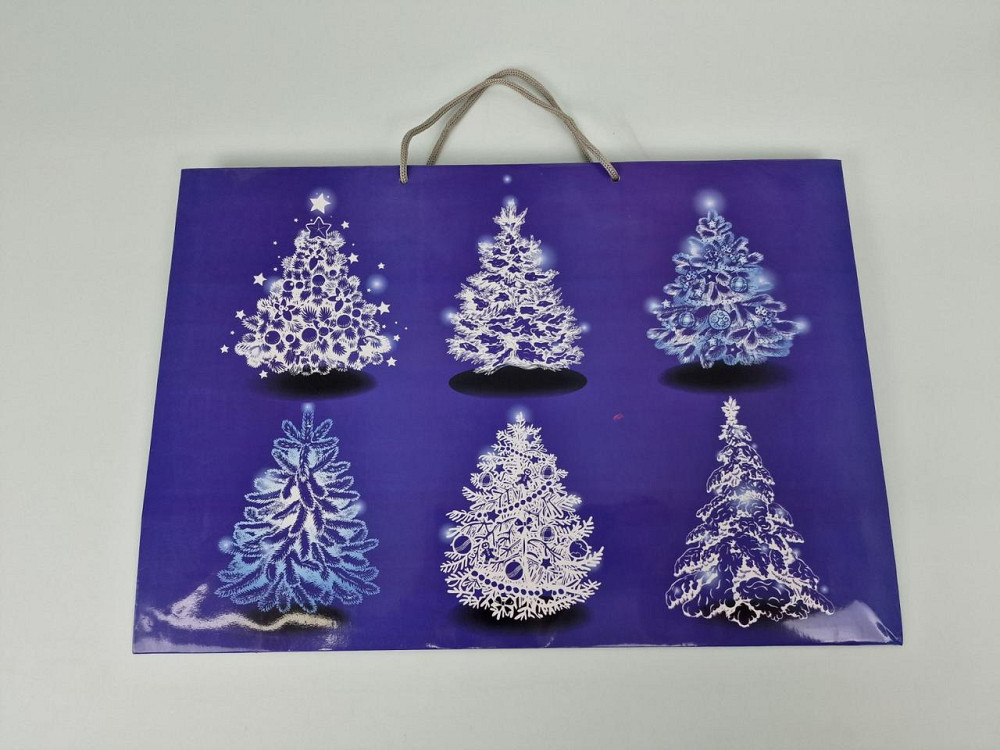 Картонні пакети з ручками Гігантові горизонтальні Новорічні 46*33*15-006 (12 шт.) Харків - фото 2