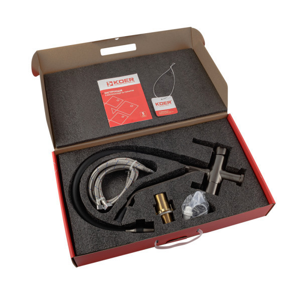 Кухонний змішувач KB-72006-07 з виходом для питної води колір графіт гнучкий вилив з підставкою (KR3382) Чернівці - фото 9