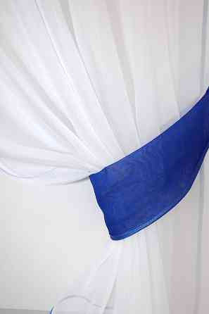 Кухонные шторы VR-Textil № 091к с ламбрекеном и подвязками синий 260х170 см (59-548) Киев