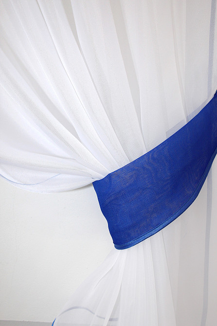 Кухонные шторы VR-Textil № 091к с ламбрекеном и подвязками синий 260х170 см (59-548) Киев - изображение 3