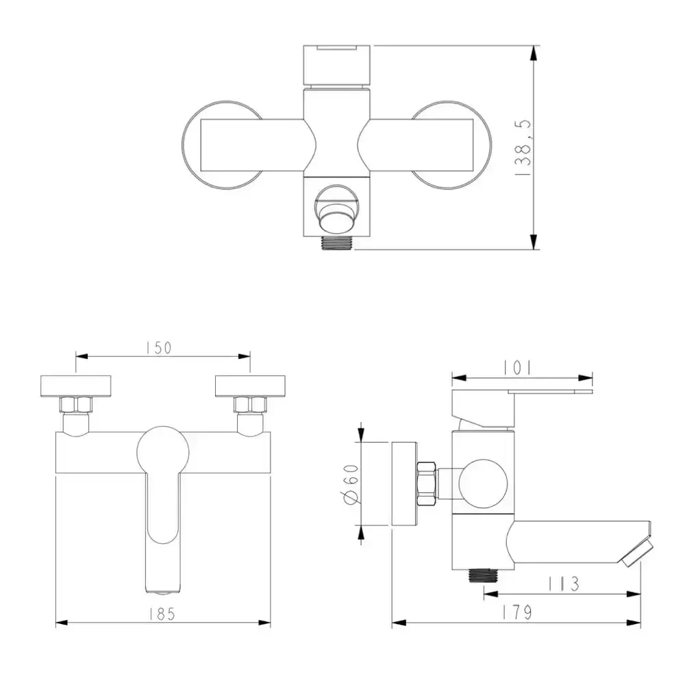 Смеситель для ванны с душевым гарнитуром WEZER EKO3-09 сатин Киев - изображение 6