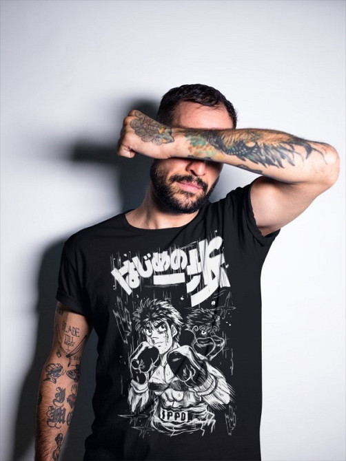 Футболка для хлопчика з аніме принтом Хаджіме Но Іппо Камогава оверсайз (зріст від 165 до 180) Чорний AnimeJ0198m Дніпро - фото 2