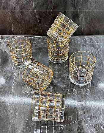 Набір склянок OLens "Крепість" 270 мл 6 шт. прозорий із золотом для дому та ресторанів 102-822 Київ