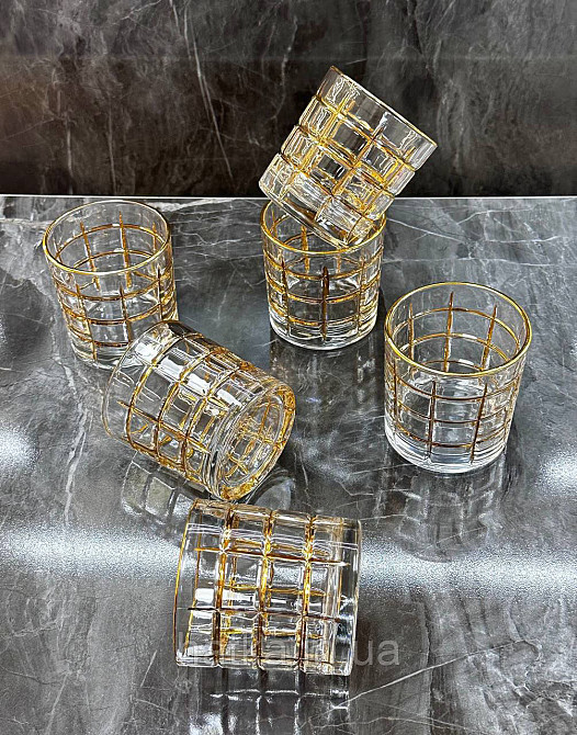 Набір склянок OLens "Крепість" 270 мл 6 шт. прозорий із золотом для дому та ресторанів 102-822 Київ - фото 2
