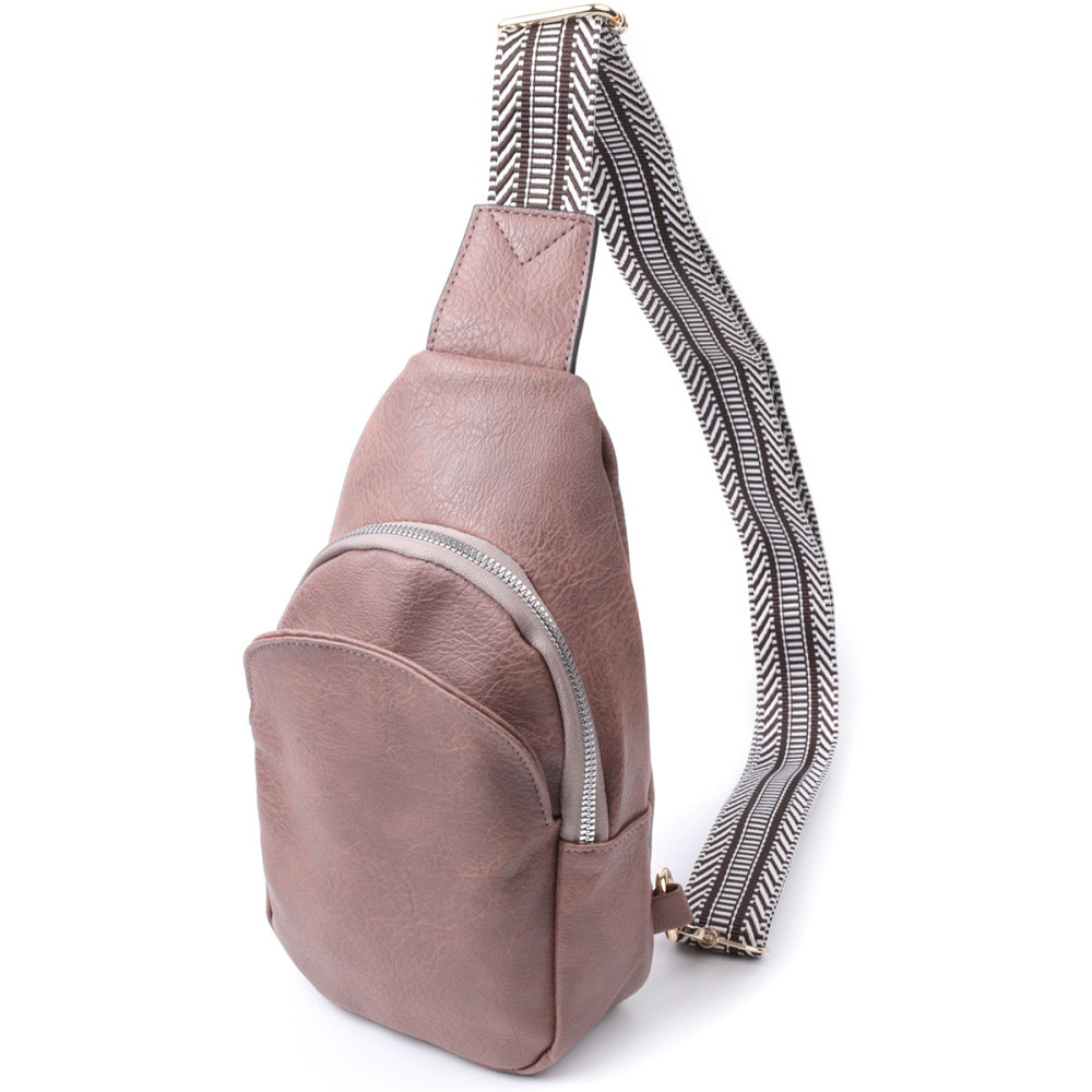 Компактная женская сумка через плечо из экокожи с акцентом на текстильную лямку Vintage 22778 Коричневый Киев - изображение 1