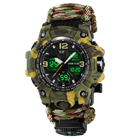 Годинник чоловічий спортивний Skmei 1155 B hamlet на паракордовому ремінці (Камуфляж) Київ