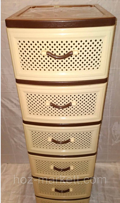 Пластиковый комод на 6 ящиков беж с коричневым Харьков - изображение 3