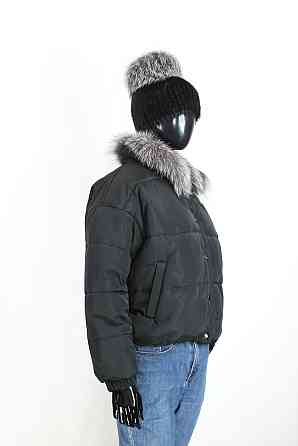 Демисезонная женская куртка з меховым воротним Черный 50 Харьков