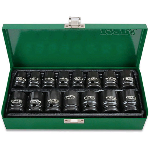 Набір ударних торцевих головок TOPTUL (GDAD1501) 1/2" 10-24 мм, 15 одиниць, шестигранний профіль Чернігів - фото 1