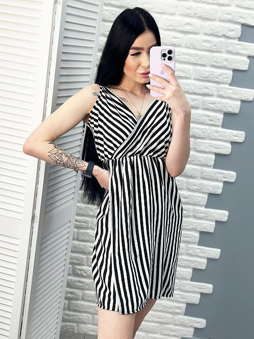 Літня сукня-сарафан у смужку "Indiana" оптом | Норма і батал | Розпродаж моделі Київ - фото 8