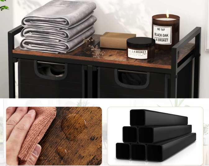 Кошик для білизни Costway Nordi 58 л в стилі Loft чорний Киев - изображение 9