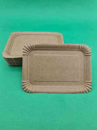 Тарелка бумажная прямоугольная 210*150 мм Крафт   50шт (1 пачка) Харьков