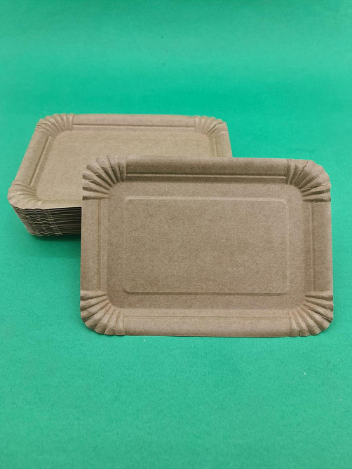 Тарелка бумажная прямоугольная 210*150 мм Крафт   50шт (1 пачка) Харьков - изображение 3