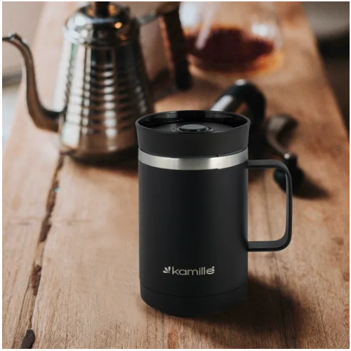 Термочашка 360мл з TPR вставкою нержавіюча сталь чорний KAMILLE 2038 Житомир - фото 8