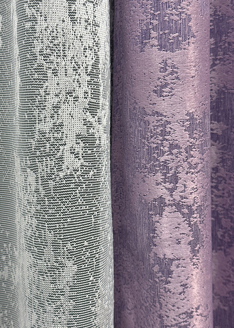 Комплект штор VR-Textil Жакард Мармур 200х270 2шт і Тюль 500х270 1764ш-1400т Бузковий з білим 71-020/6 Київ - фото 7