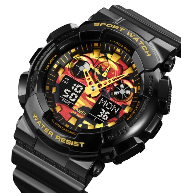 Часы мужские наручные Skmei 1832 (Черный с золотом и красным) Винница - изображение 5