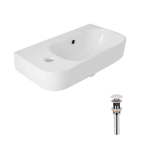 Комплект Qtap Tern: Раковина подвесная прямоугольная левая 450х250х158 мм White + Донный клапан PU02O Киев