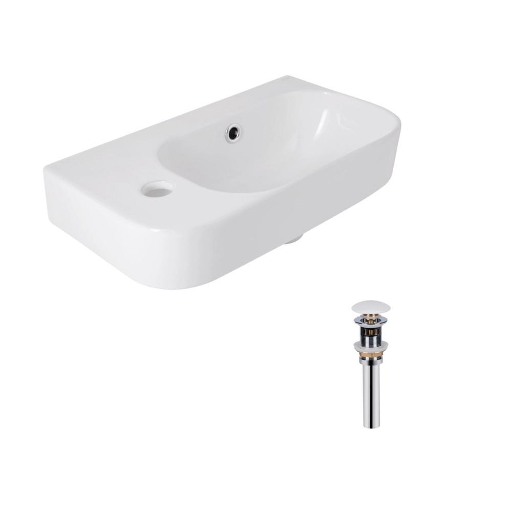 Комплект Qtap Tern: Раковина подвесная прямоугольная левая 450х250х158 мм White + Донный клапан PU02O Киев - изображение 1