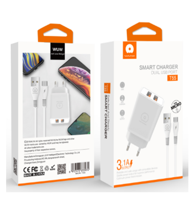 Сетевое зарядное устройство с кабелем WUW-T55 2USB/3.1A set IP Одесса - изображение 2
