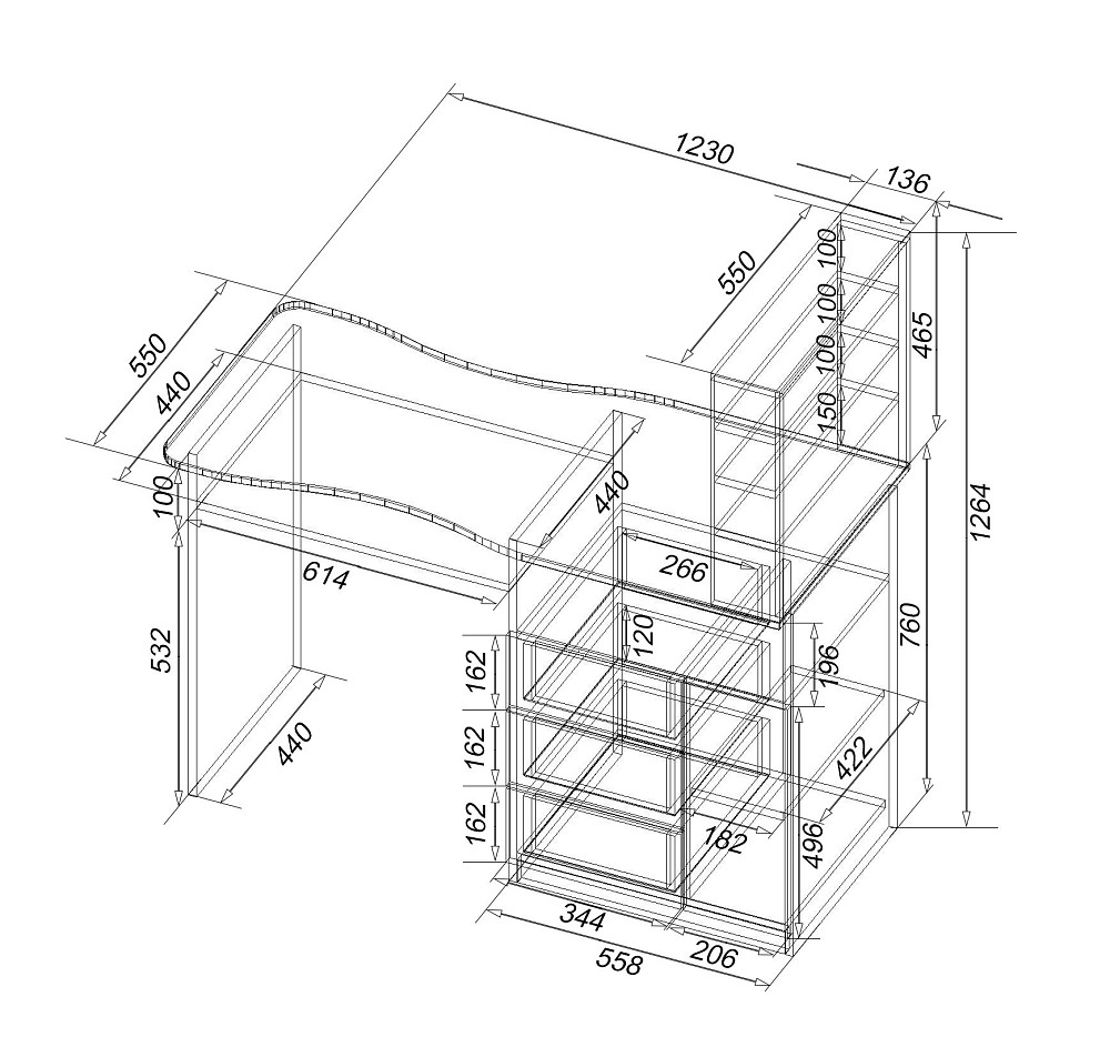 Стіл манікюрний СМ-1, Антрацит, 1230/550/1264 Львів - фото 5