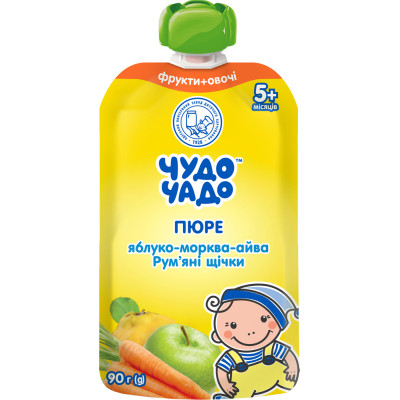 Дитяче пюре Чудо-Чадо Яблуко, морква, айва з 5 місяців 90 г (4820016253629) Вінниця - фото 1