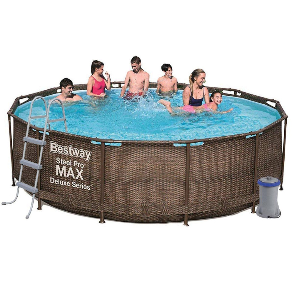 Каркасный бассейн ротанг 366х100 см в комплекте лестница и фильтр-насос 