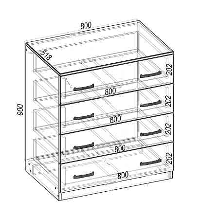 Комод Tetris Т-7, Самоа Димчастий, 800/518/900 Львів