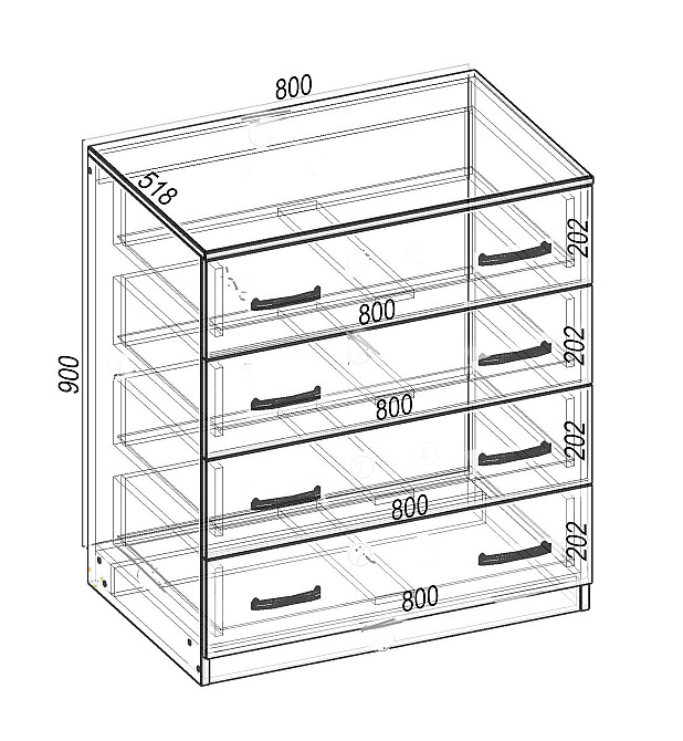 Комод Tetris Т-7, Самоа Димчастий, 800/518/900 Львов - изображение 2