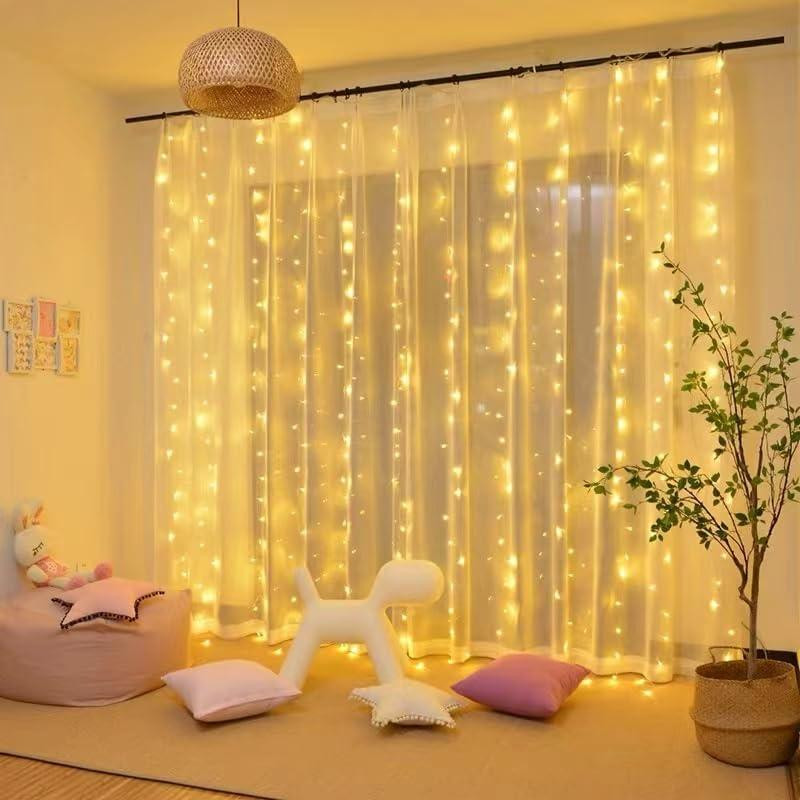 Гирлянда-штора 3×3 м 300 LED USB 8 режимов Теплый белый для окна, комнаты и праздников Днепр - изображение 1