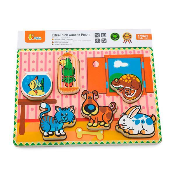 Дерев'яна рамка-вкладиш Viga Toys Домашні вихованці (56440) Харків - фото 5