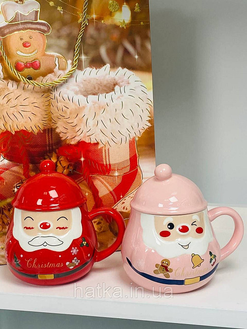 Кухоль з кришкою керамічний новорічний Olens "Різнянський помпон" 350 мл 102-1060 Київ - фото 6